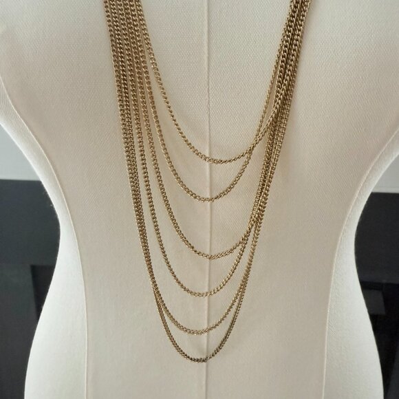✨ Vintage Multi-Strand Gold Tone Statement Necklace ✨ - Picture 2 of 10